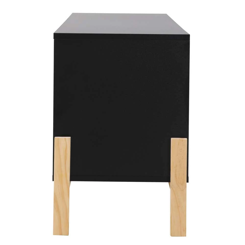 140x52x35 TV Lowboard In Schwarz & Pinie Natur - Estrevin – Bild 4