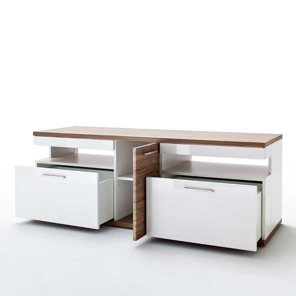 150 Cm Breites TV Board In Weiß Glanz - Icadro – Bild 4