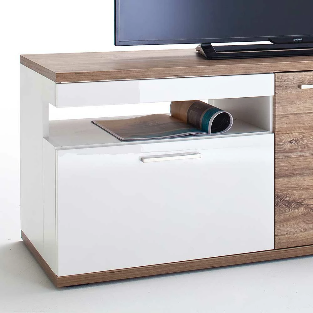 150 Cm Breites TV Board In Weiß Glanz - Icadro – Bild 5