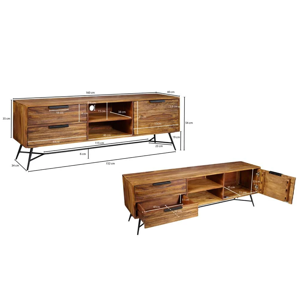 160x54x40 Lowboard Für TV Gerät Aus Holz - Dicna – Bild 5