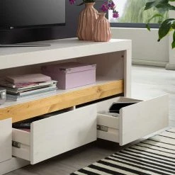 160x55x42 Cm TV Lowboard Aus Holz In Weiß - Meuvrun 6 160x55x42 Cm TV Lowboard Aus Holz In Weiß - Meuvrun -Troncon Shop 160x55x42 cm tv lowboard aus holz in weiss eichefarben kiefer meuvrun 04