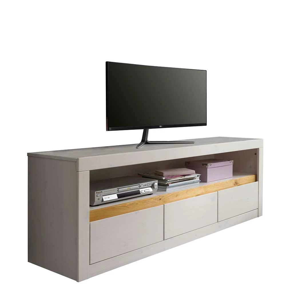 160x55x42 cm TV Lowboard aus Holz in Weiß - Meuvrun 160x55x42 Cm TV Lowboard Aus Holz In Weiß - Meuvrun -Troncon Shop 160x55x42 cm tv lowboard aus holz in weiss eichefarben kiefer meuvrun f