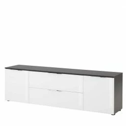 181x55x40 Board Für TV In Weiß Glas & Anthrazit - Hemstri