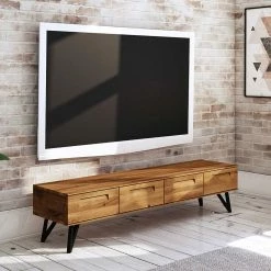 182x42x45 TV Lowboard Mit Vier Schubladen - Mandirov -Troncon Shop 182x42x45 tv lowboard mit vier schubladen aus wildeiche stahl schwarz mandirov 02