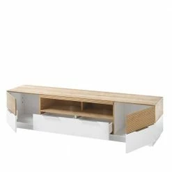 182x46x40 Skandi TV Board In Eiche & Weiß - Hedisca -Troncon Shop 182x46x40 skandi tv board in eiche weiss mit sockelgestell hedisca 04