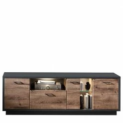 191x64x45 TV Lowboard In Eiche Dunkel & Grau - Maveira