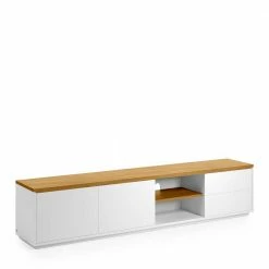 200x44x36 TV Lowboard In Weiß & Eiche - Vintilias