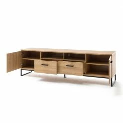 201cm Breites Lowboard Für TV In Wildeiche - Truvisas -Troncon Shop 201cm breites lowboard fuer tv in wildeiche dekor metall buegelgestell truvisas 02