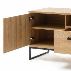 201cm Breites Lowboard Für TV In Wildeiche - Truvisas -Troncon Shop 201cm breites lowboard fuer tv in wildeiche dekor metall buegelgestell truvisas 03