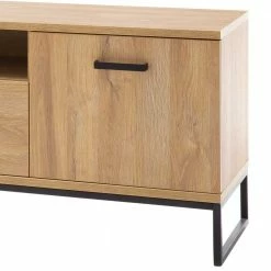 201cm Breites Lowboard Für TV In Wildeiche - Truvisas -Troncon Shop 201cm breites lowboard fuer tv in wildeiche dekor metall buegelgestell truvisas 04