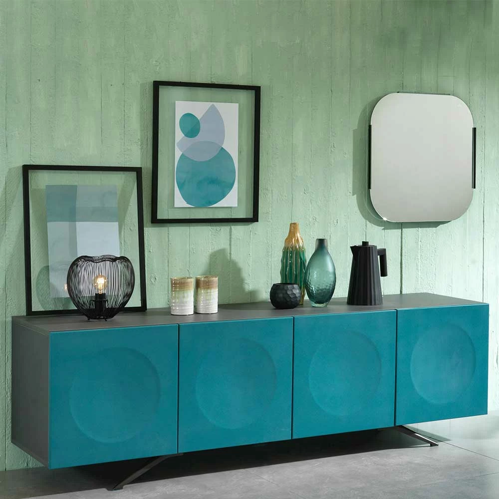 201cm Langes Türen-Sideboard In Petrol & Anthrazit - Tevez – Bild 2