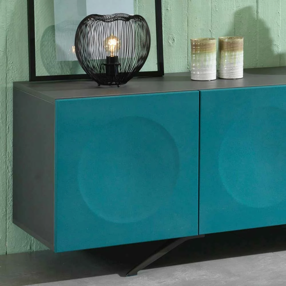 201cm Langes Türen-Sideboard In Petrol & Anthrazit - Tevez – Bild 3