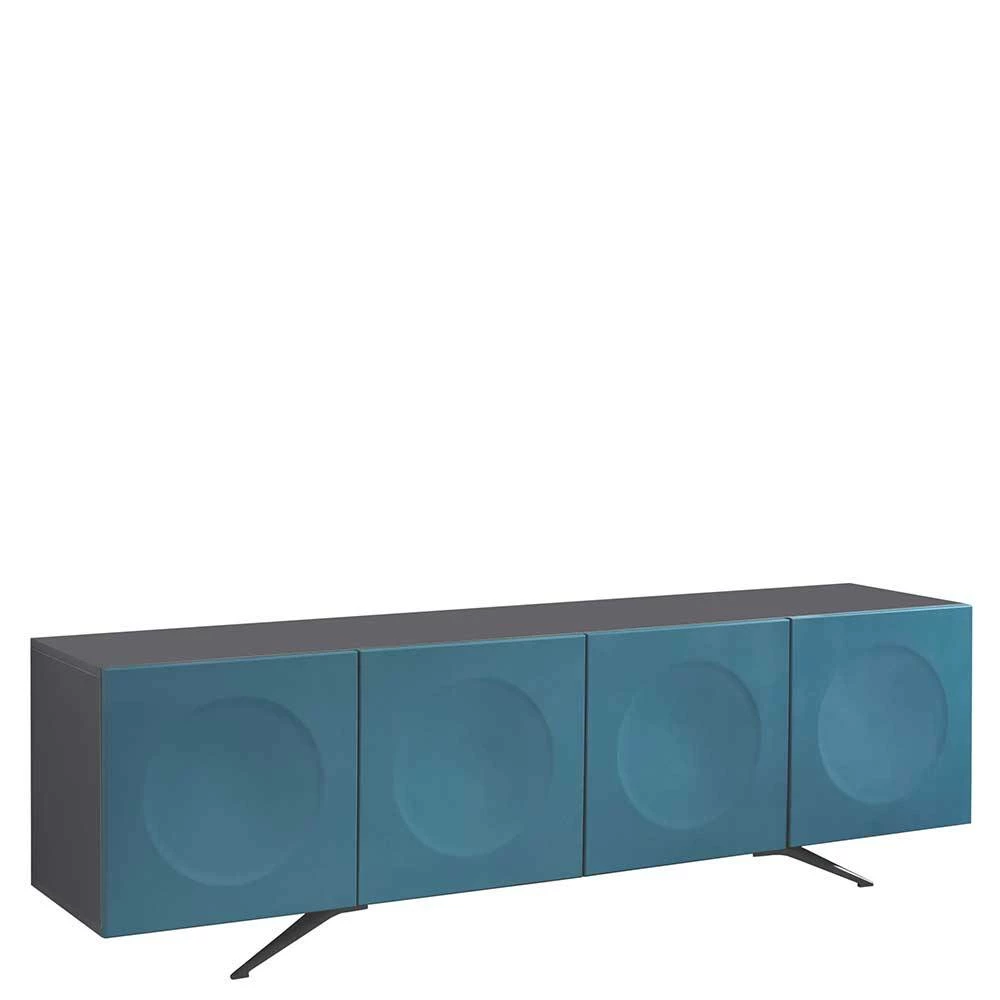 201cm Langes Türen-Sideboard In Petrol & Anthrazit - Tevez