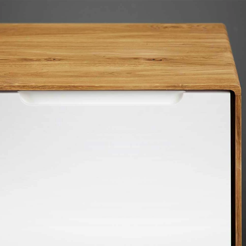 220 Cm Langes TV Lowboard In Wildeiche Mit Weiß - Diesta I – Bild 5