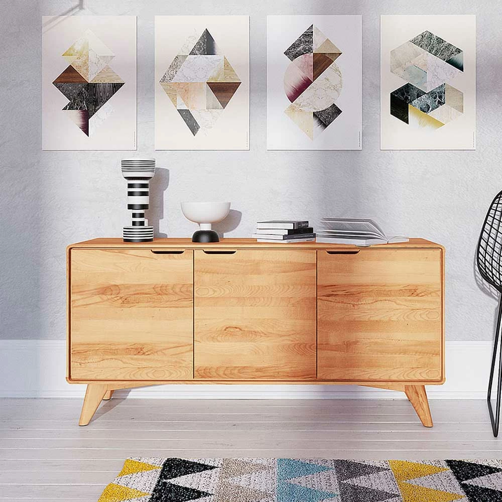 3-türige Kommode Aus Holz Kernbuche - Junola – Bild 2