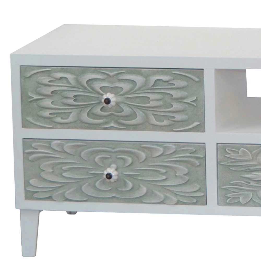 85x46x39 TV Board In Weiß & Grün - Contos – Bild 3