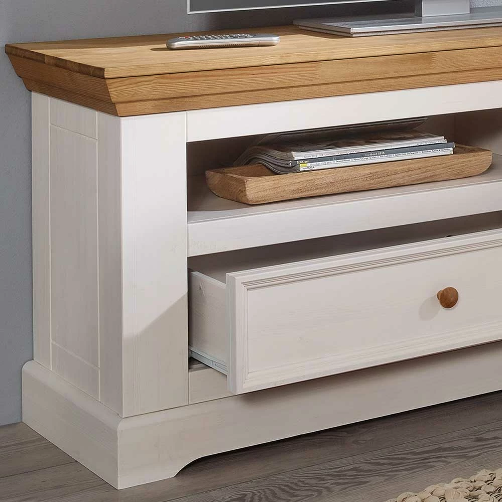 Breites TV-Lowboard Elvelina Aus Kiefer Massivholz – Bild 5