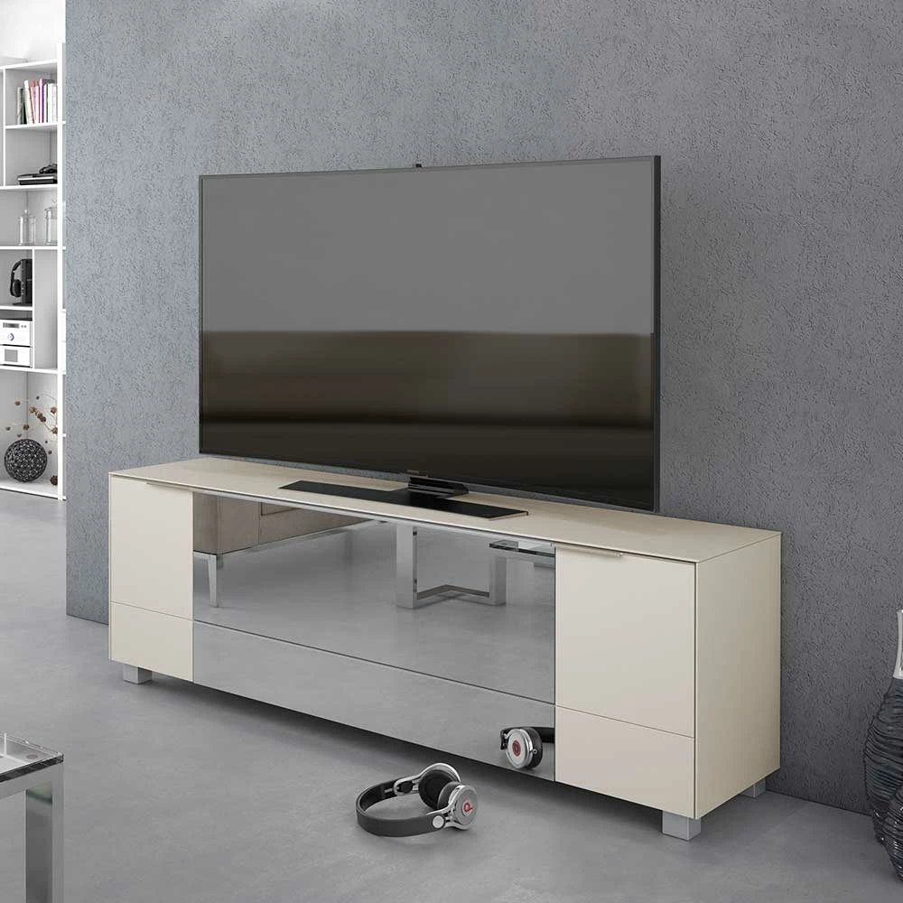 Design TV Lowboard In Beige & Spiegel - Droad – Bild 2