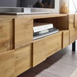 Designer TV Unterschrank In Eiche Optik - Tiorondo -Troncon Shop designer tv unterschrank in eiche optik 2 tuerig fach schublade tiorondo 03