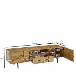 Designer TV Unterschrank In Eiche Optik - Tiorondo -Troncon Shop designer tv unterschrank in eiche optik 2 tuerig fach schublade tiorondo 05