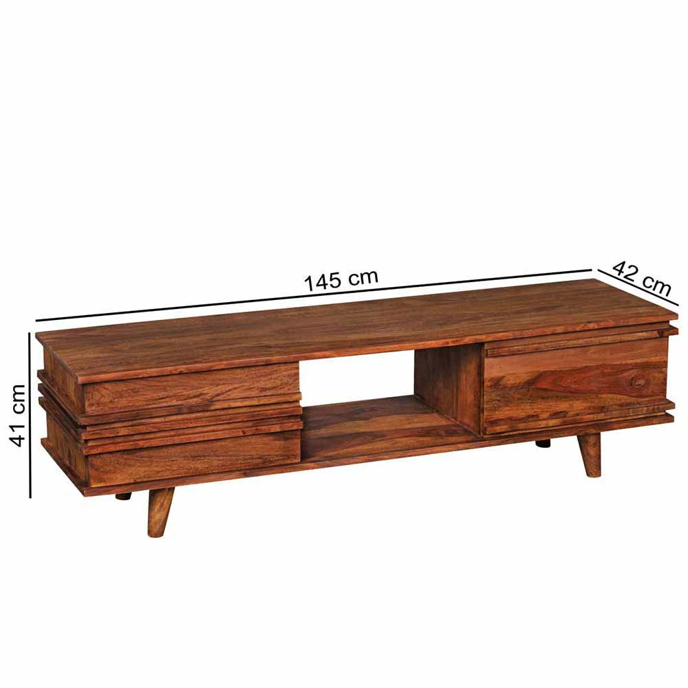 Dunkles Retro TV Board Pisinon Aus Holz Massiv – Bild 3