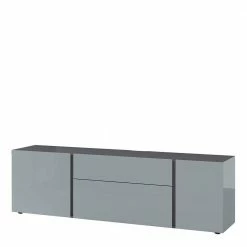 Fernseher Lowboard In Silber & Dunkelgrau - Lorenzo