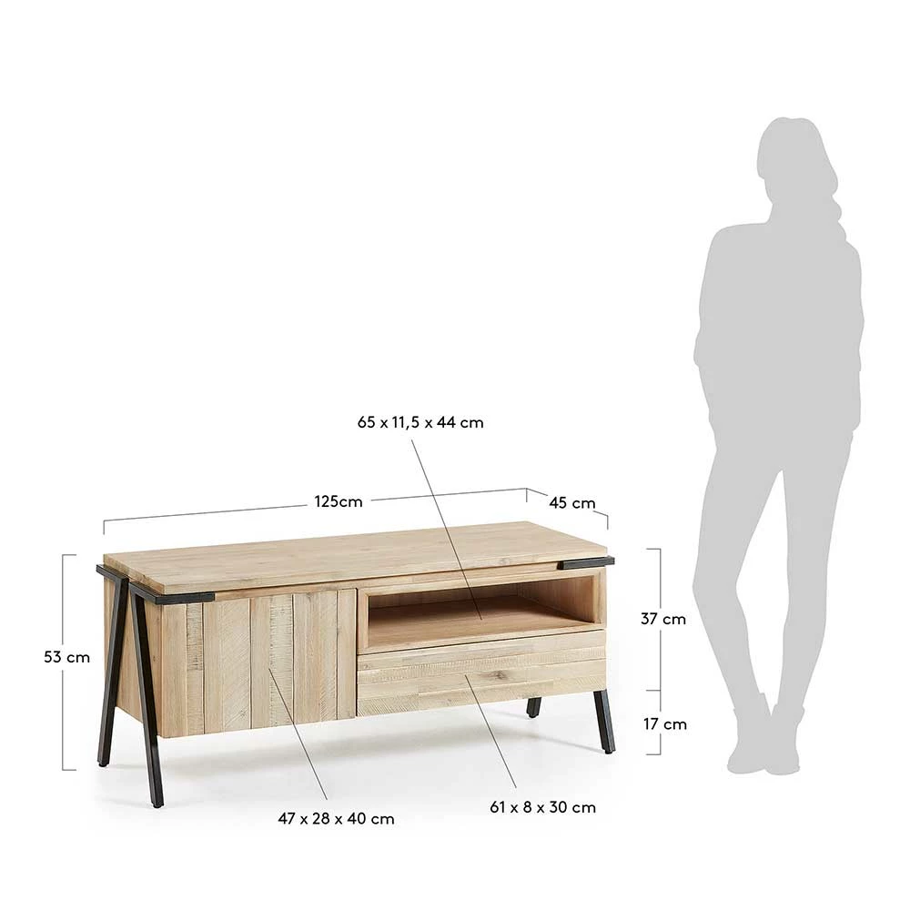 Fernsehkommode Delamoto aus Massivholz Akazie gebleicht Fernsehkommode Delamoto Aus Massivholz Akazie Gebleicht -Troncon Shop fernsehkommode massivholz akazie gebleicht stahl gestell 125cm breit delamoto 05