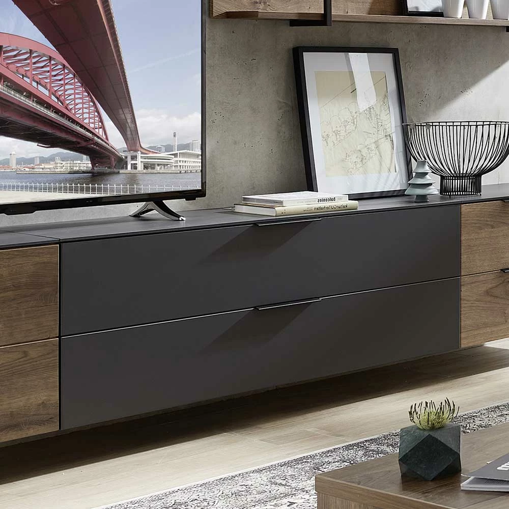 Graues TV Lowboard Mit Klappe & Schublade - Nivita – Bild 6