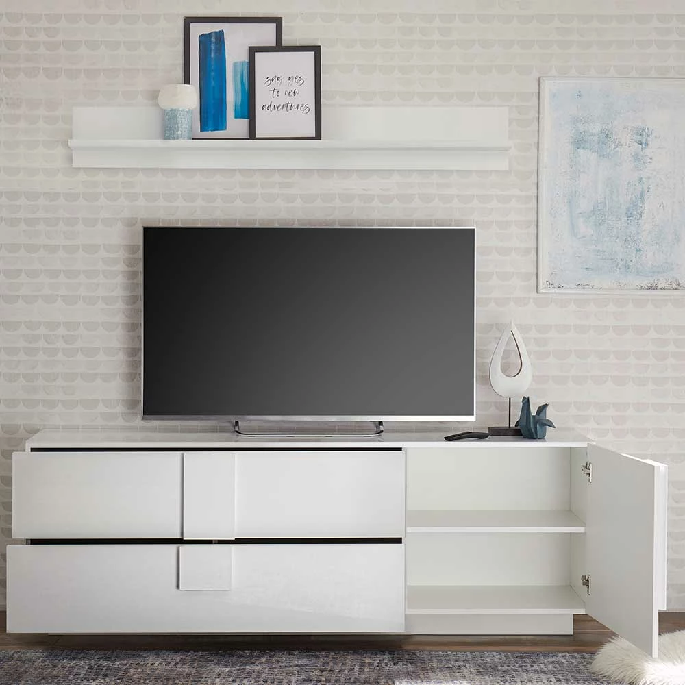 Hochglanz TV Kommode In Weiß - Kerym – Bild 3