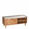 Holz Design TV Board Mit Marmor Platte - Enjiva