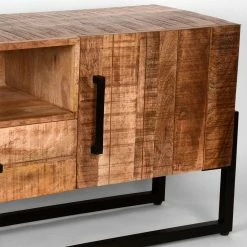 Industrial TV Lowboard Aus Mangobaum - Schanow -Troncon Shop industrial tv lowboard aus mangobaum und metall schwarz schanow 04