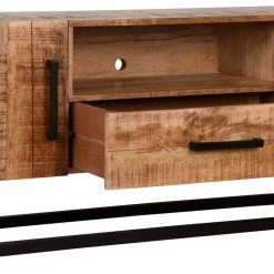 Industrial TV Lowboard Aus Mangobaum - Schanow -Troncon Shop industrial tv lowboard aus mangobaum und metall schwarz schanow 05