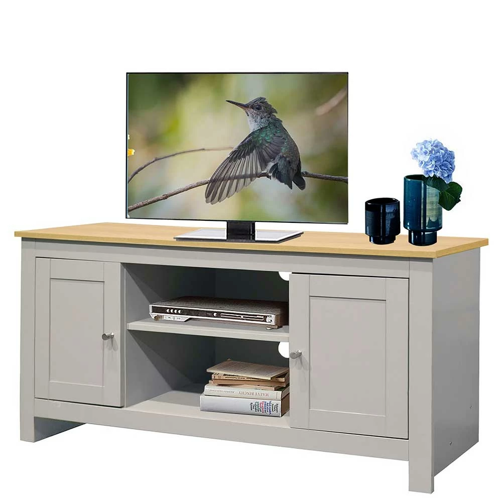 Landhaus Fernseher Unterschrank In Grau & Eiche - Poliesti – Bild 2