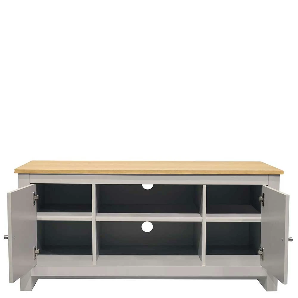 Landhaus Fernseher Unterschrank In Grau & Eiche - Poliesti – Bild 3