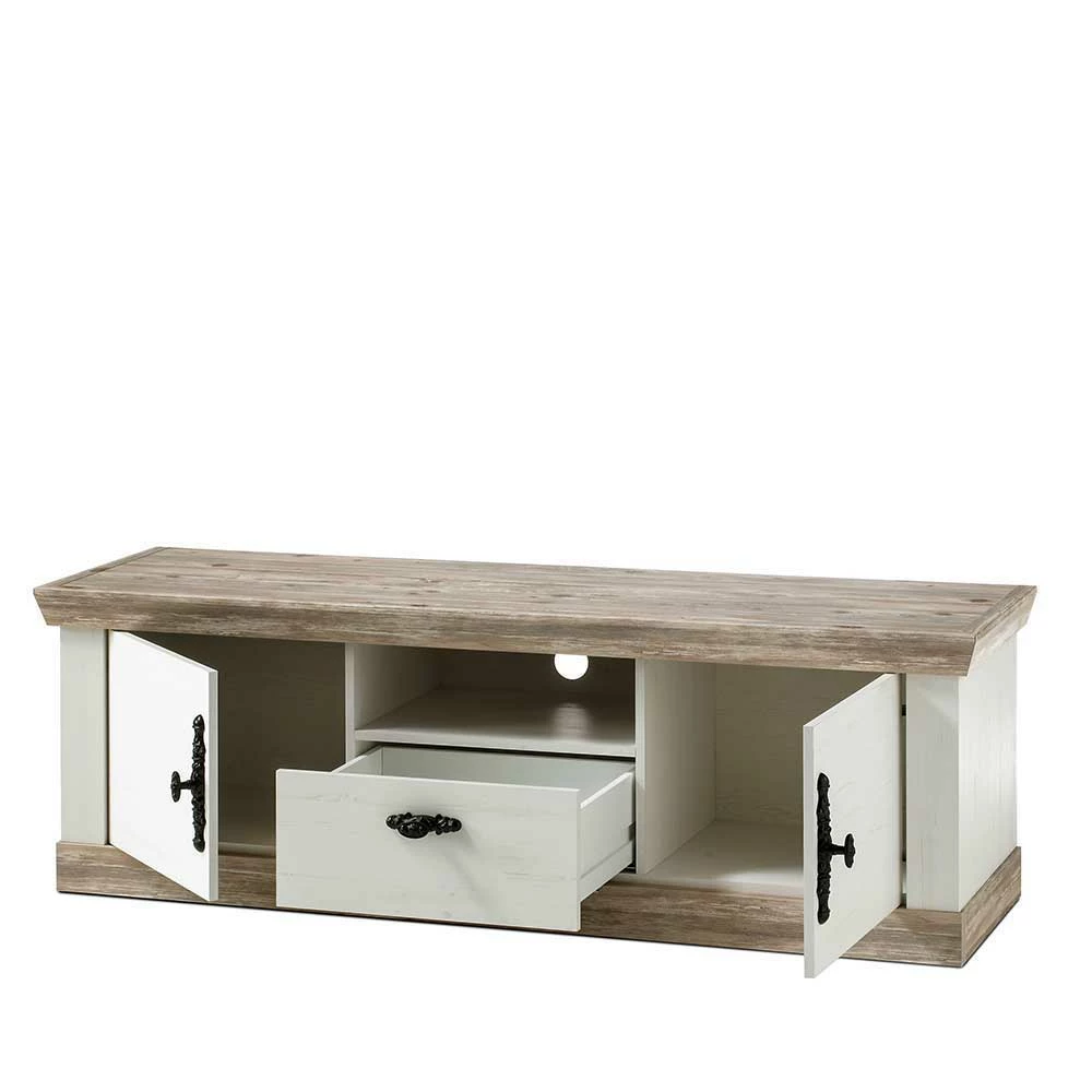 Landhaus TV Board In Weiß & Pinie Shabby Nedita 156 Cm Breit – Bild 3