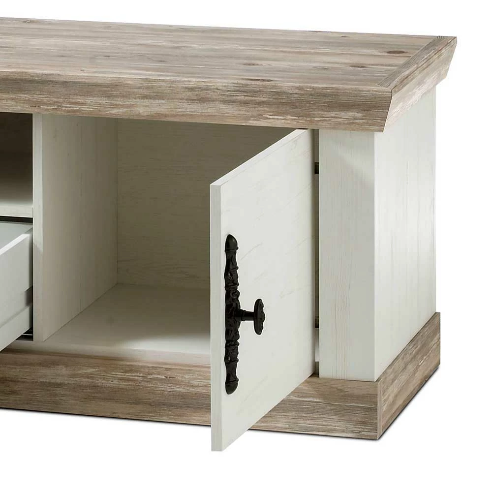 Landhaus TV Board In Weiß & Pinie Shabby Nedita 156 Cm Breit – Bild 5