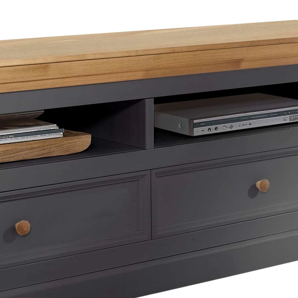 Landhaus TV Element in Grau - Ustricia Landhaus TV Element In Grau - Ustricia -Troncon Shop landhaus tv element in grau und eichefarben 169x63x42 ustricia 03