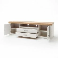 Landhaus TV Element In Weiß & Eichefarben - Samula 4 Landhaus TV Element In Weiß & Eichefarben - Samula -Troncon Shop landhaus tv element in weiss eichefarben 198x63x52 cm samula 02