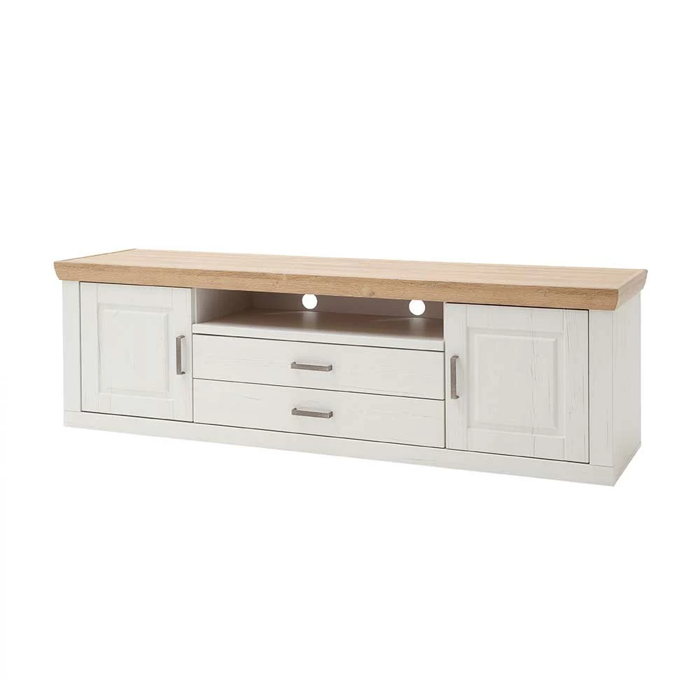 Landhaus TV Element in Weiß & Eichefarben - Samula Landhaus TV Element In Weiß & Eichefarben - Samula -Troncon Shop landhaus tv element in weiss eichefarben 198x63x52 cm samula f