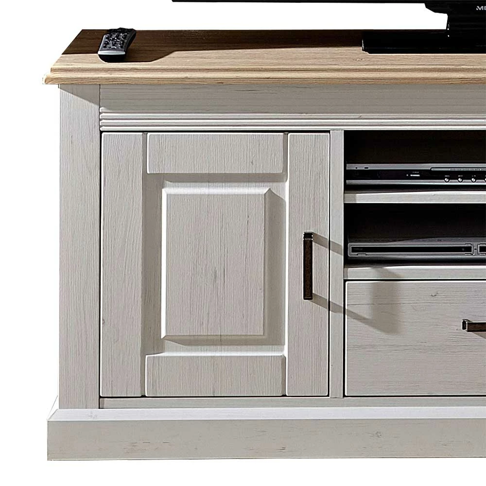 Landhaus TV Schrank Mariessa In Weiß & Eiche Hell – Bild 4