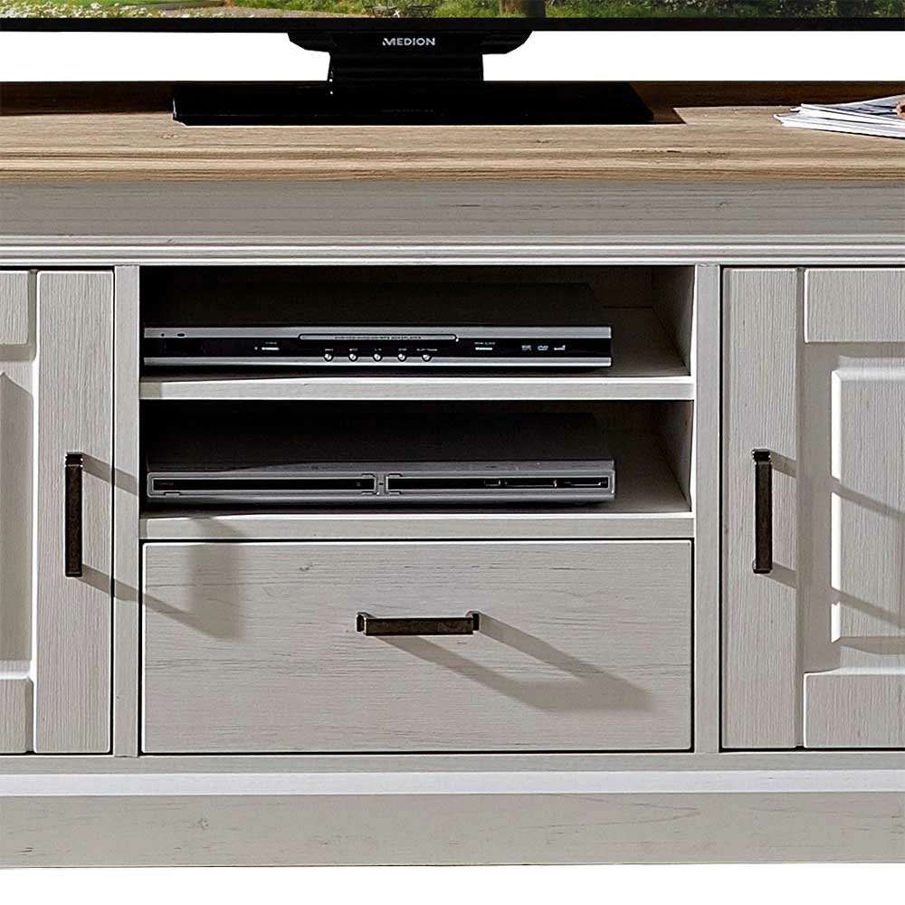 Landhaus TV Schrank Mariessa In Weiß & Eiche Hell – Bild 5