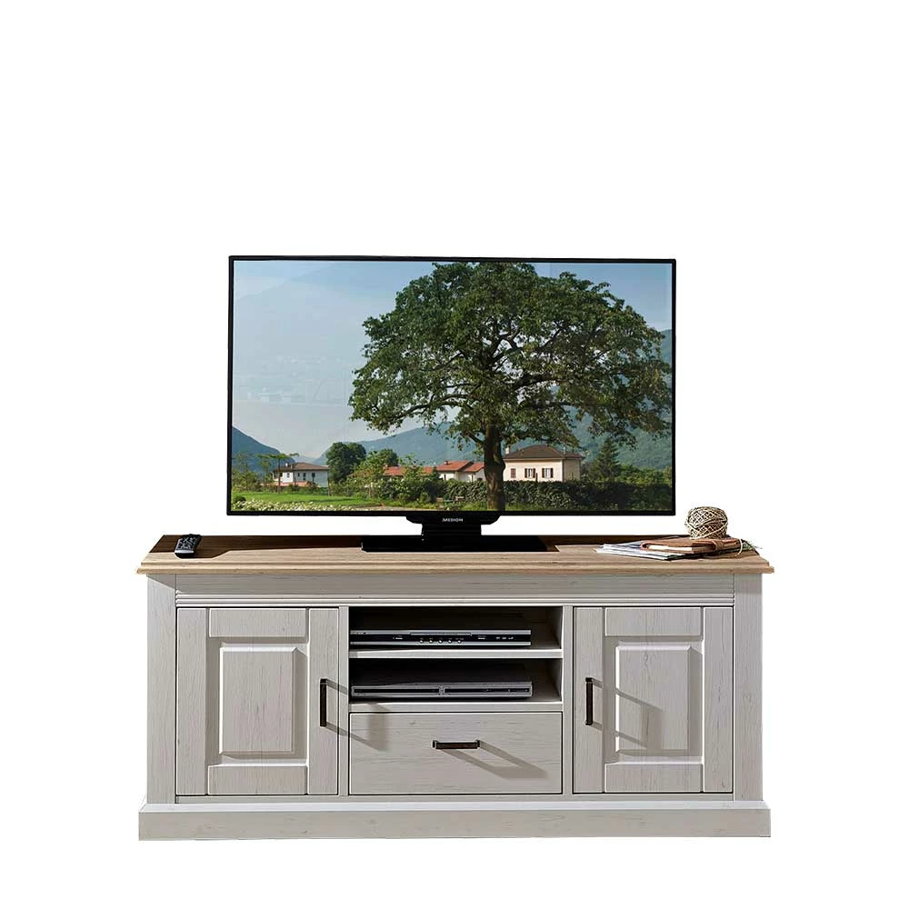 Landhaus TV Schrank Mariessa In Weiß & Eiche Hell