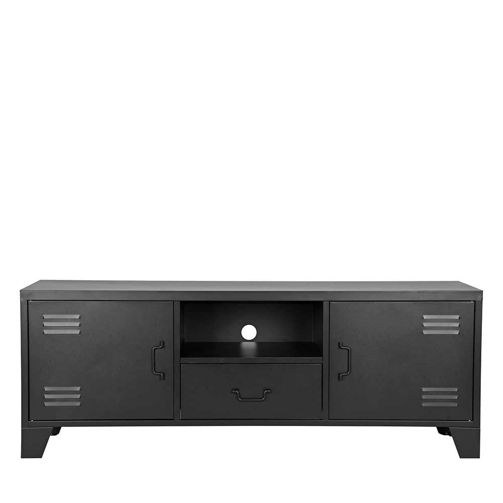 Metall Spind Design TV Lowboard In Schwarz - Eikessa – Bild 2