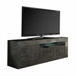 Modern-geradliniges TV Board In Dunkelgrau Dekor - Bella