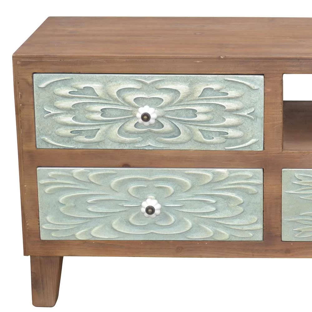 Romantic Country TV Unterschrank In Braun & Grün - Gildas – Bild 3