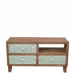 Romantic Country TV Unterschrank In Braun & Grün - Gildas