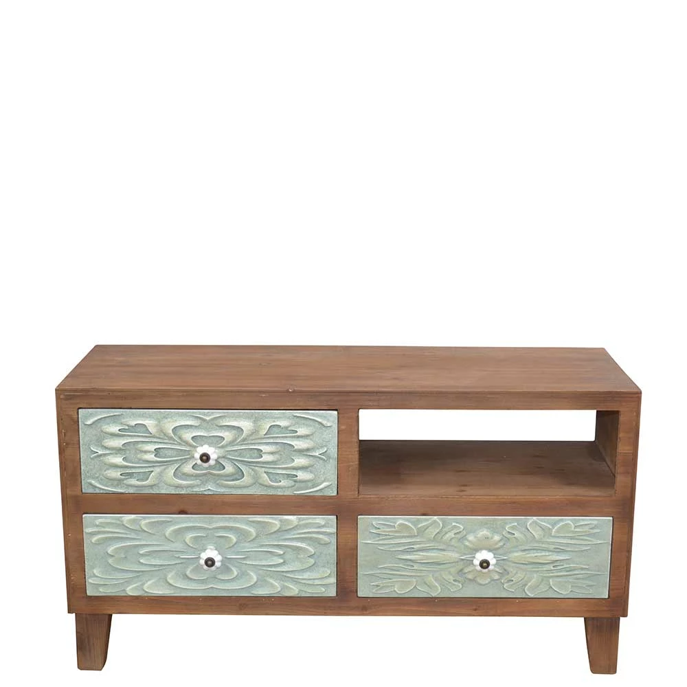 Romantic Country TV Unterschrank In Braun & Grün - Gildas