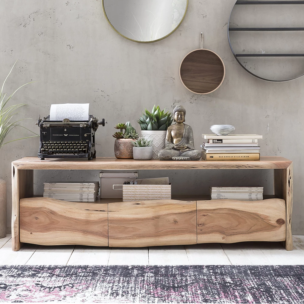 Rustikales TV Lowboard Mit Baumkante - Necrus – Bild 2