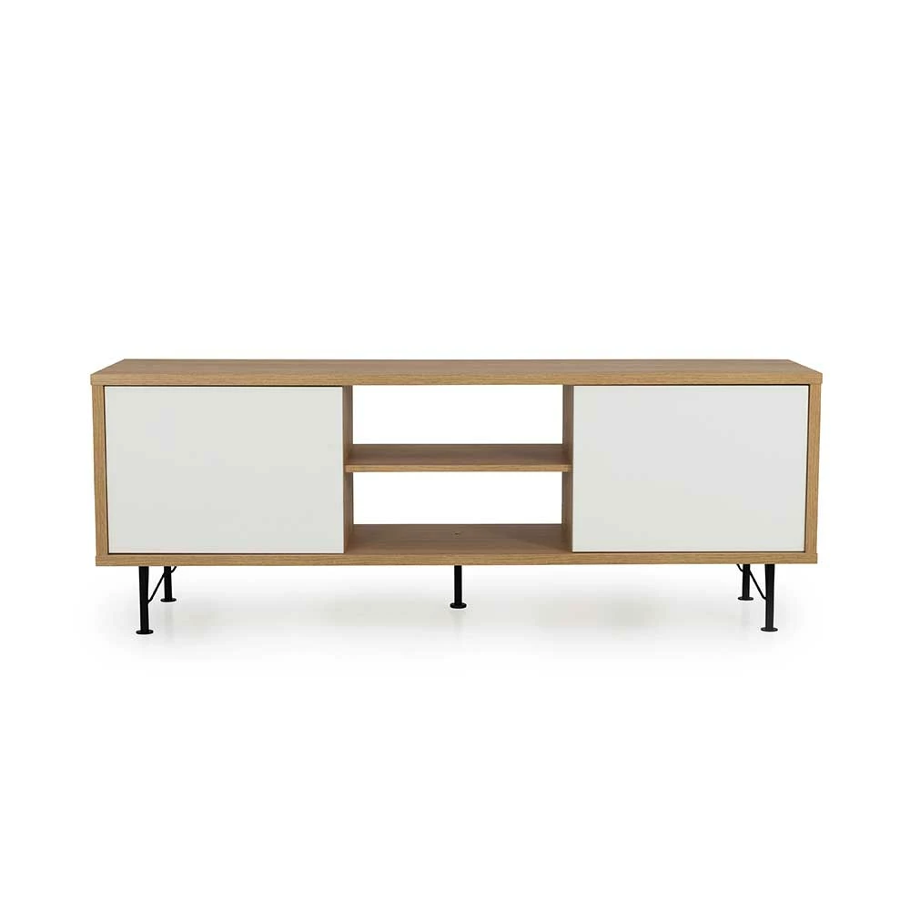 Scandi TV Element In Weiß & Eiche - Xando – Bild 2