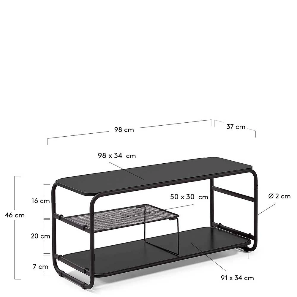 Schwarzer Fernsehtisch Aus Metall - Vagos – Bild 4